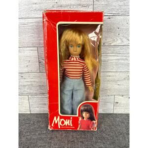 MONI URANIUM DOLL Vintage 7.5 Inch Blonde Girl Red Stripe Top Jeans Boxed